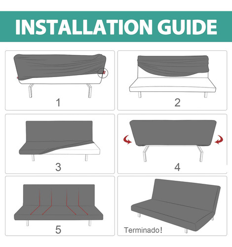FAYA Funda Elástica Para Futón Sin Brazos Funda Plegable Para Sofá , Para Fundas De Sofá Cama 195-225cm, Verde Claro