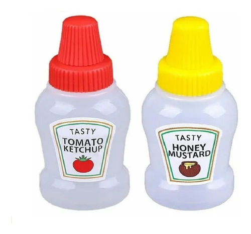 2pcs Frascos Catsup Moztaza Mini Lunch Oficina Viajes 20ml