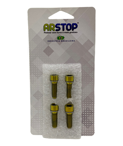 Parafuso Titanio Arstop Bike P/ Pinça De Freio 4un Dourado