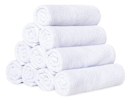 Kit 12 Toalhas De Rosto Salão De Beleza Simples - Branco
