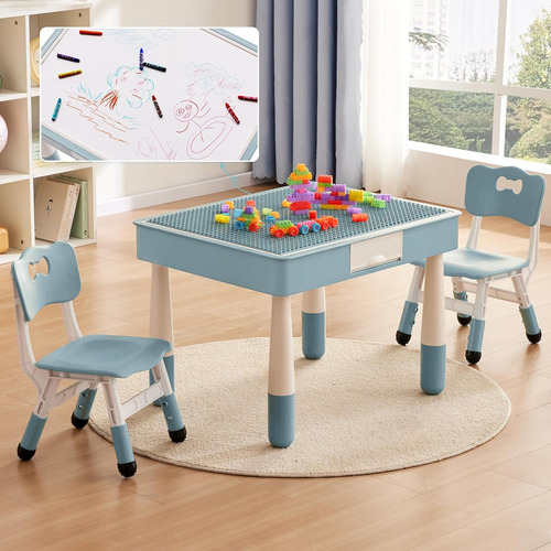 Mesa Y 2 Sillas Para Niños 4 En 1 Con Almacenamiento