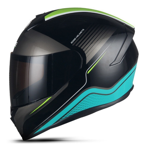 Casco Integral De Moto Edge Zoom Certificado Dot Hero Berlín Color Aqua Tamaño del casco XL