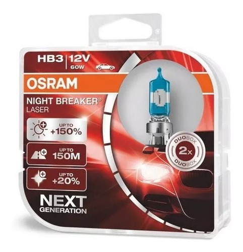 Par Lâmpada Osram Night Breaker Laser Hb3 150% + Luz 60w/12v