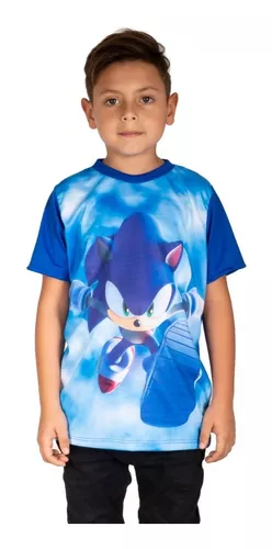 Camiseta Sonic Infantil Camisa Fantasia Manga Curta Estampas