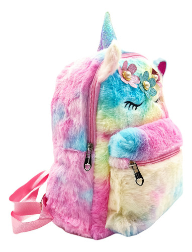 Morral Viaje Niño Love Gato Unicornio Escolar Peluche