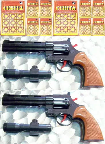 Revolver Pistola Cebitas Juguete De 8 Disparos + 72 Cebitas