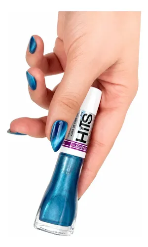 Esmalte Magnético Hits 3d Para Nail Art Profissional Azul-aço