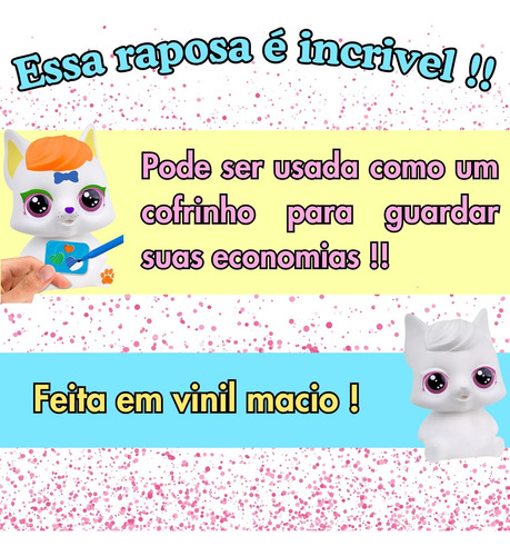 Raposa De Brinquedo Em Vinil Com Acessórios Para Colorir