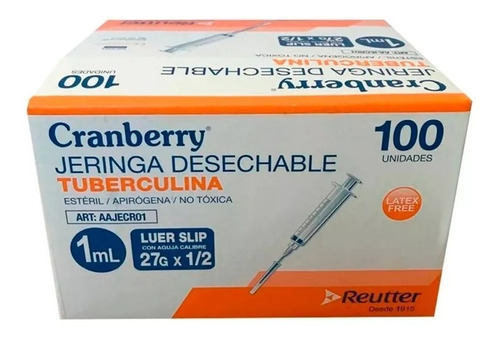 Jeringa Tuberculina, 27gx 1/2 - 1 Ml Cranberry