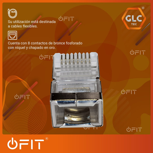 Imagen 6 de 10 de Ficha Rj45 Conector Cat 5e Glc Plug Blindado