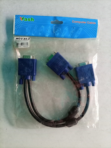 Imagen 3 de 6 de Cable Vga Wash P/conectar 2 Monitores (a Macho A 2 Hembra)