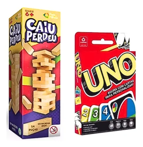 comprar Kit Uno Baralho Cartas +torre Caiu Perdeu Jogos De Tabuleiro
