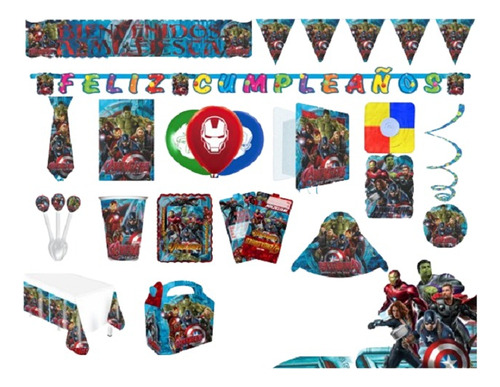  Kit Decoración Avangers Piñata Fiesta Infantil Globos