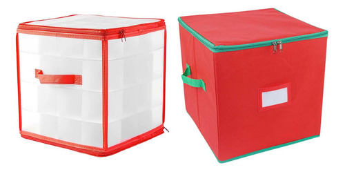 Caja De Almacenamiento De Adornos Navideños De 64 Rejillas,