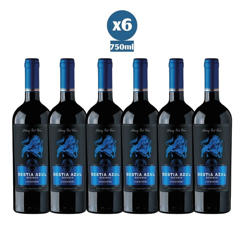 Imagen 1 de 1 de 6x Vino Bestia Azul Reserva Cabernet Sauvignon