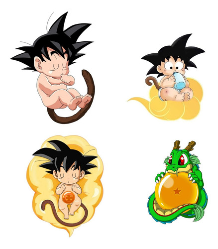 Figuras Decorativas -pack Goku Bebe- En Coroplast - Con Base Blanco