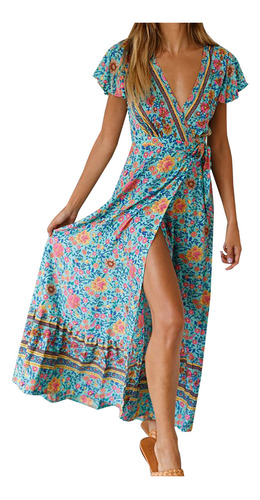 Vestido Bohemio Para Mujer, Estilo Bohemio, Con Abertura Lat