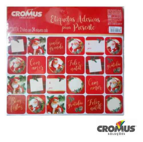 48 Adesivos Presente Etiqueta Feliz Natal De Para Cromus