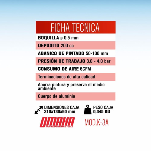 Imagen 2 de 9 de Pistola Aerografo Para Pintar Omaha Gravedad Metalica Gtia