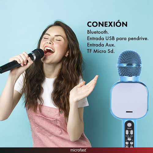 Imagen 8 de 10 de Micrófono Inalámbrico Karaoke Parlante Recargable Bluetooth