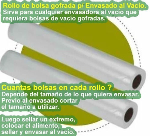 Imagen 2 de 5 de Bolsas Envasado Al Vacio Gofrada 28,5cm X 3m X2 Rollos Sikla