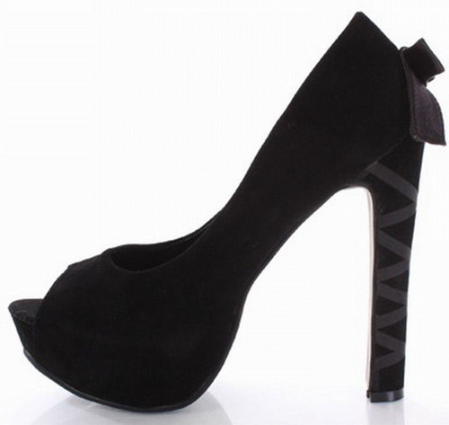 Zapatos N°40 Suede Negro Peep Toe Plataforma  Imp. Usa