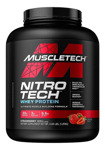 Muscletech Nitro Tech Whey Protein Proteina 4 Lb Strawberry