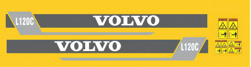 Kit De Adesivos Pá Carregadeira Compatível Com Volvo L120c Cor Adesivo Emblema Gráfico  L 120c