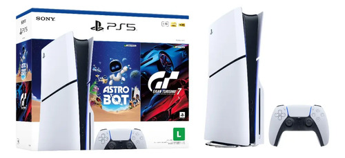 ConPS5 SLIM 1TB - Pacote Astro Bot E Gran Turismo 7 Branco