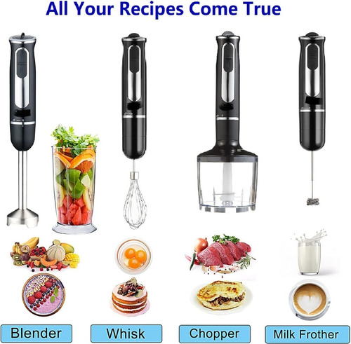 Minipimer Mixer Licuadora Batidora De Mano 4 En 1 400w Color Negro