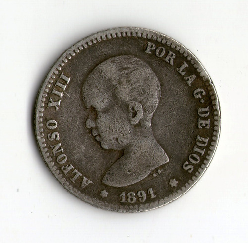 España Moneda 1 Peseta 1891 Plata Km#691 - Argentvs