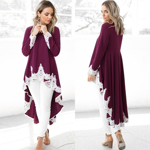 Casual Mujeres Otoño Kaftan Vestido Irregular Dobladillo Enc