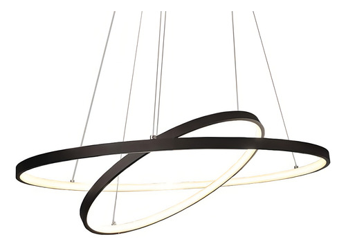 Pendente 2 Anéis Preto Fosco Led 45w 3000k