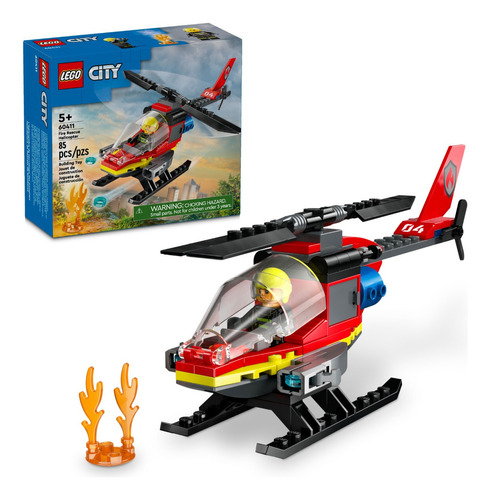 Lego City 60411 Helicóptero Dos Bombeiros Com 85 Peças