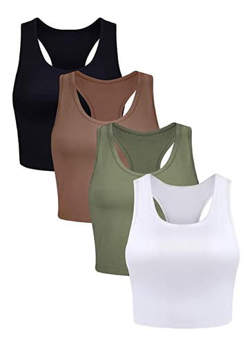 Tops Mujer 4 Piezas Basic Crop Sin Mangas Crop S 2001