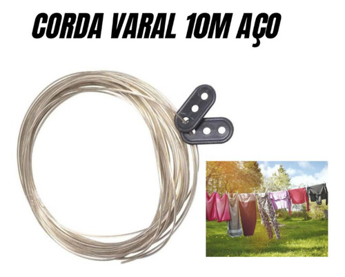 Cabo De Aço Para Varal 10m Revestido Em Pvc Resistente