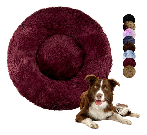 Cama Tipo Dona Antiestres Para Perros Raza Xgrande / Gigante Color Vino