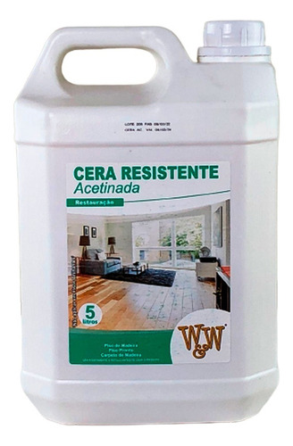 Cera Resistente Piso De Madeira Acetinada 5l W&w