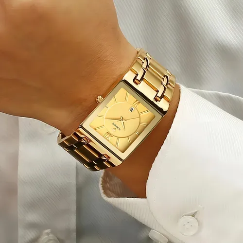 Reloj cuadrado dorado hombre hotsell