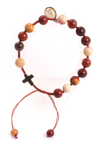 Pulsera Ajustable De Jaspe 8 Mm Hecha A Mano Rosario Católic