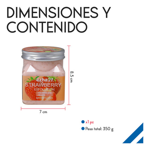Exfoliante Corporal Diler De 350ml Fórmula Con Colágeno Y Ácido Hialurónico Para Piel Suave Limpia Y Revitalizada De Uso Diario O Semanal Aroma Fresa