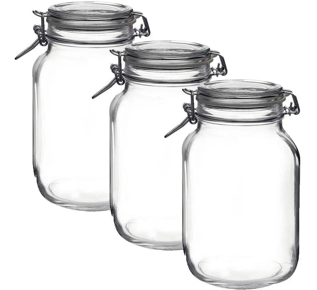 Jogo 3 Potes Herméticos De Vidro Transparente 3x1500ml