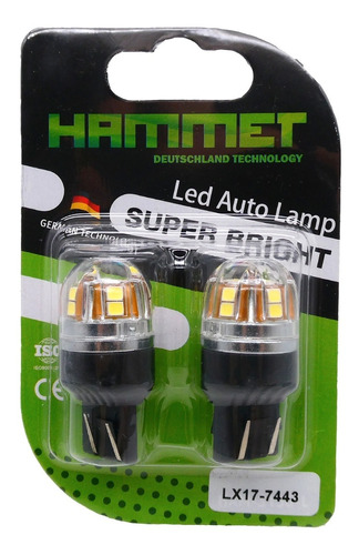 Bombillo Muelita Led Dos Contactos 7443 T20 12/24v Hammer