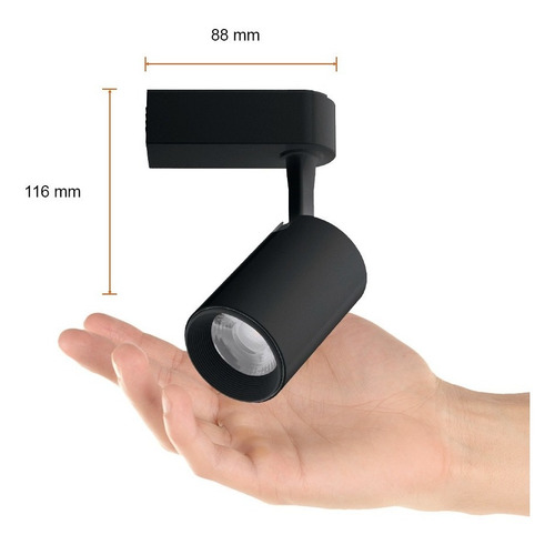 Imagen 4 de 5 de Lámpara Interior Spot Led Para Riel, 7w, Luz Cálida, Negro