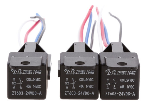 3pcs Spst Relés Con Enchufe Arnés De 4 Pin 24v 40a Para .