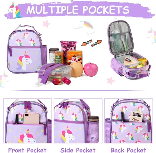 Bolsa De Almuerzo Con Diseno De Unicornio Para Nina, Bonita