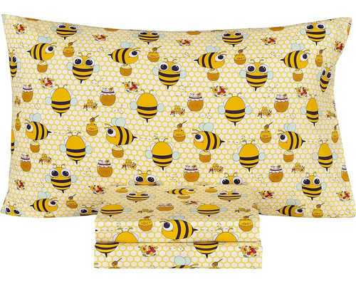 Scientific Sleep Yellow Bee Honey 100% Algodón Acogedor Jueg