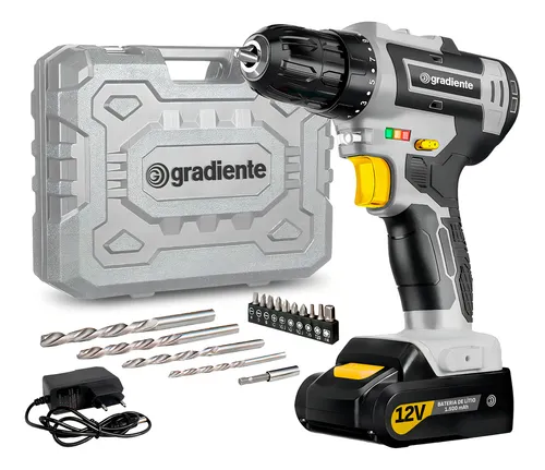 Parafusadeira Furadeira Gradiente GPB12V 3/8 a Bateria Cor Cinza ...