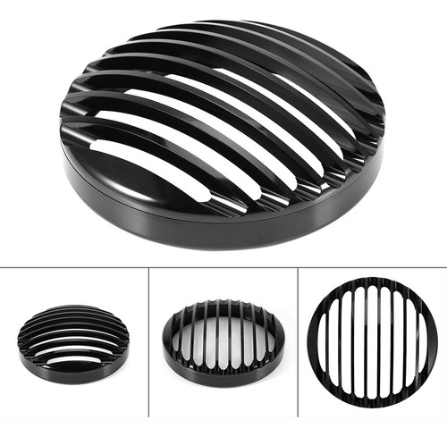 Cubierta De Parrilla De Faro De Motocicleta De Aluminio Negr