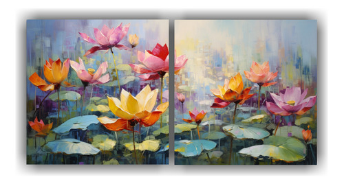 100x50cm Set 2 Canvas Impreso Colores Vibrante Bastidor Made